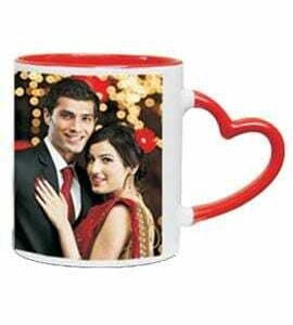 Κούπα με κόκκινο εσωτερικό και χερούλι καρδιά με αφιέρωση ή φωτογραφία!
