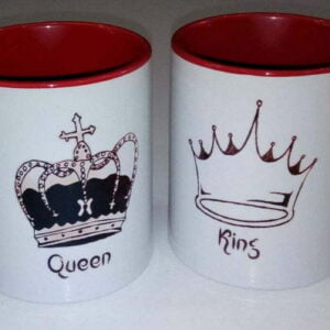 Σετ 2 Κούπες με χερούλι καρδιά king - Queen