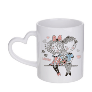 Λευκή κούπα με χερούλι καρδιάς